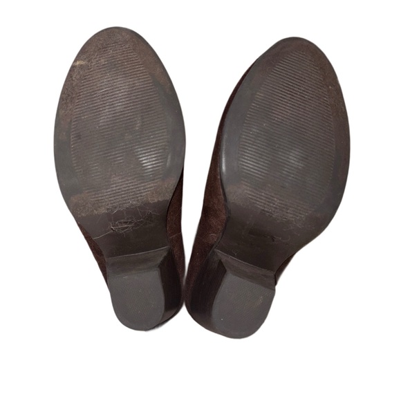 Shoe Dazzle Dark Brown Faux Suede Ankle Boots with Knit Cuff - Picture 6 of 6